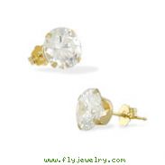 14K 7mm CZ Round Studs