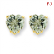 14k 7mm Heart Green Amethyst Earring