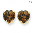 14k 7mm Heart Smokey Quartz Earring