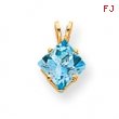 14k 7mm Princess Cut Blue Topaz pendant