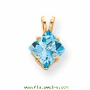 14k 7mm Princess Cut Blue Topaz pendant