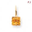 14k 7mm Princess Cut Citrine leverback earring