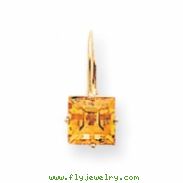 14k 7mm Princess Cut Citrine leverback earring
