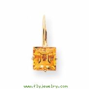 14k 7mm Princess Cut Citrine leverback earring