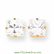 14k 7mm Princess Cut Cubic Zirconia earring