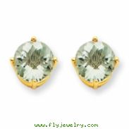 14k 7mm Round Green Amethyst Earring