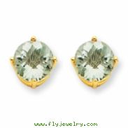 14k 7mm Round Green Amethyst Earring