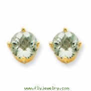 14k 7mm Round Green Amethyst Earring