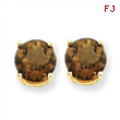 14k 7mm Round Smokey Quartz Earring