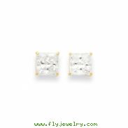 14k 7mm Square CZ Post Earrings