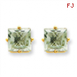 14k 7mm Square Green Amethyst Earring