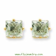 14k 7mm Square Green Amethyst Earring