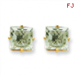 14k 7mm Square Green Amethyst Earring