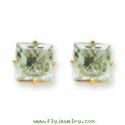 14k 7mm Square Green Amethyst Earring