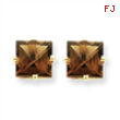 14k 7mm Square Smokey Quartz Earring