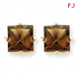 14k 7mm Square Smokey Quartz Earring