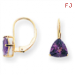 14k 7mm Trillion Amethyst leverback earring