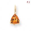 14k 7mm Trillion Citrine leverback earring