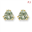 14k 7mm Trillion Green Amethyst Earring