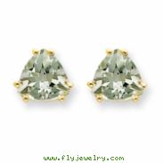 14k 7mm Trillion Green Amethyst Earring