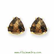 14k 7mm Trillion Smokey Quartz Earring