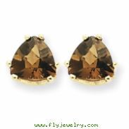 14k 7mm Trillion Smokey Quartz Earring