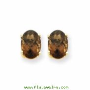 14k 7x5 Oval Smokey Quartz Earring