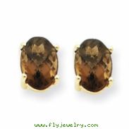 14k 7x5 Oval Smokey Quartz Earring