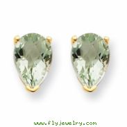 14k 7x5 Pear Green Amethyst Earring