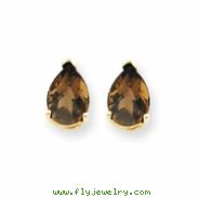 14k 7x5 Pear Smokey Quartz Earring