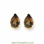 14k 7x5 Pear Smokey Quartz Earring