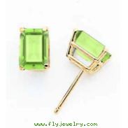 14k 7x5mm Emerald Cut Peridot earring