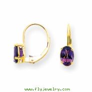 14k 7x5mm Oval Amethyst leverback earring