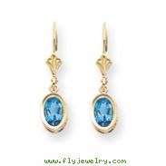 14k 7x5mm Oval Blue Topaz leverback earring