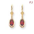 14k 7x5mm Oval Garnet leverback earring