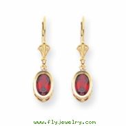 14k 7x5mm Oval Garnet leverback earring