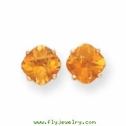 14k 7x7mm Cushion Citrine Checker earring