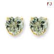 14k 8mm Heart Green Amethyst Earring