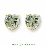 14k 8mm Heart Green Amethyst Earring