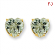 14k 8mm Heart Green Amethyst Earring