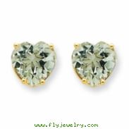 14k 8mm Heart Green Amethyst Earring