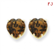 14k 8mm Heart Smokey Quartz Earring