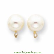 14k 8mm Pearl AA Diamond earring