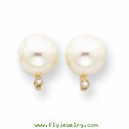 14k 8mm Pearl AA Diamond earring