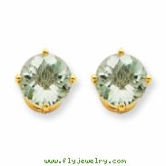 14k 8mm Round Green Amethyst Earring