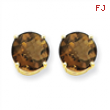 14k 8mm Round Smokey Quartz Earring