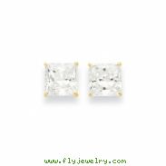 14k 8mm Square CZ Post Earrings