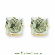 14k 8mm Square Green Amethyst Earring