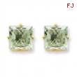 14k 8mm Square Green Amethyst Earring