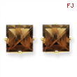 14k 8mm Square Smokey Quartz Earring